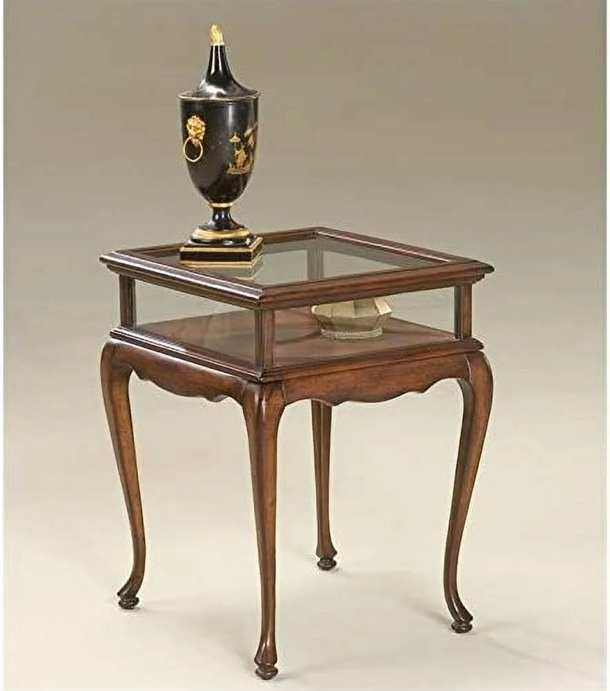 Cherry Glass Top Console Table Z697001