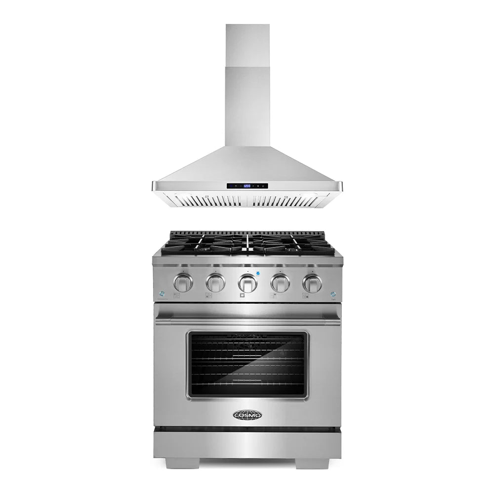 2 Piece Gas Range and Range Hood Kitchen Appliance Bundle B12316