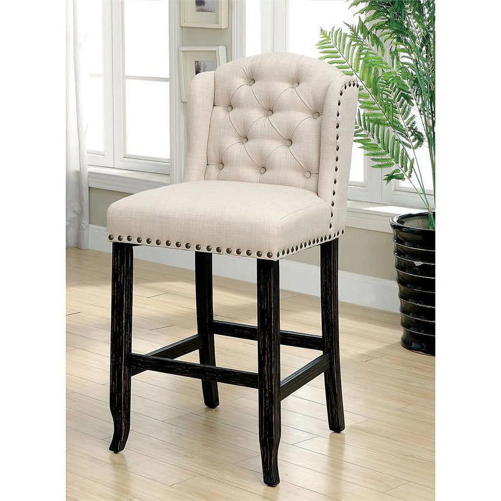 Beige Fabric Bar Chair Set of 2 W983