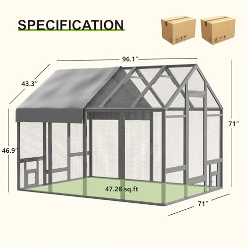 Large Wood Chicken Coop with Nesting Box and Run W731