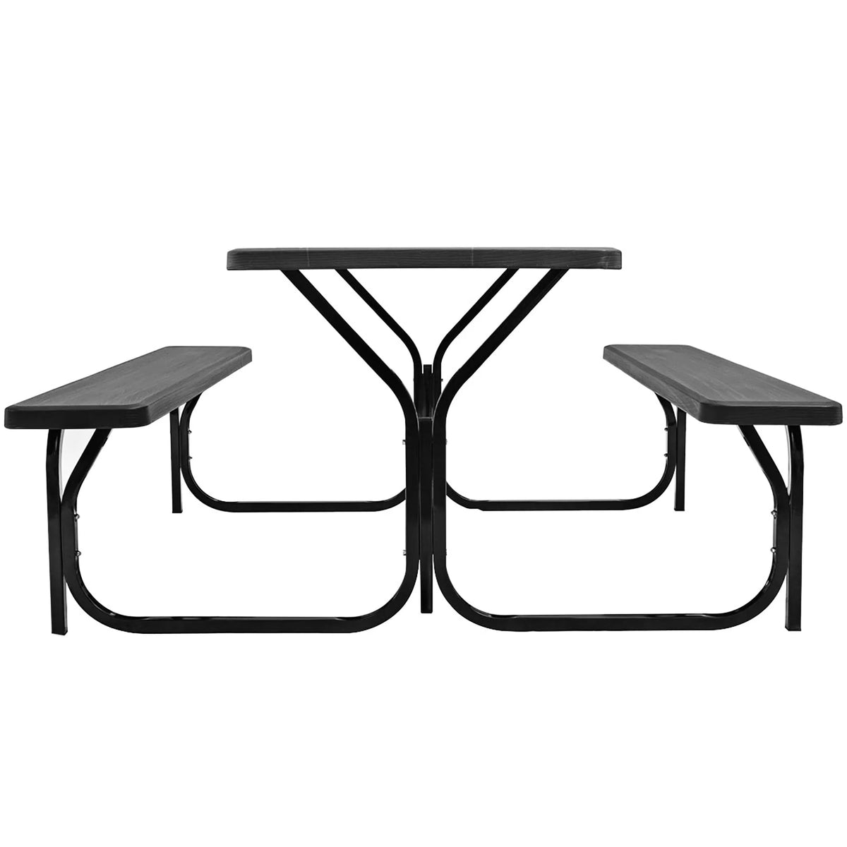 Black Outdoor Picnic Table Bench Set J269973