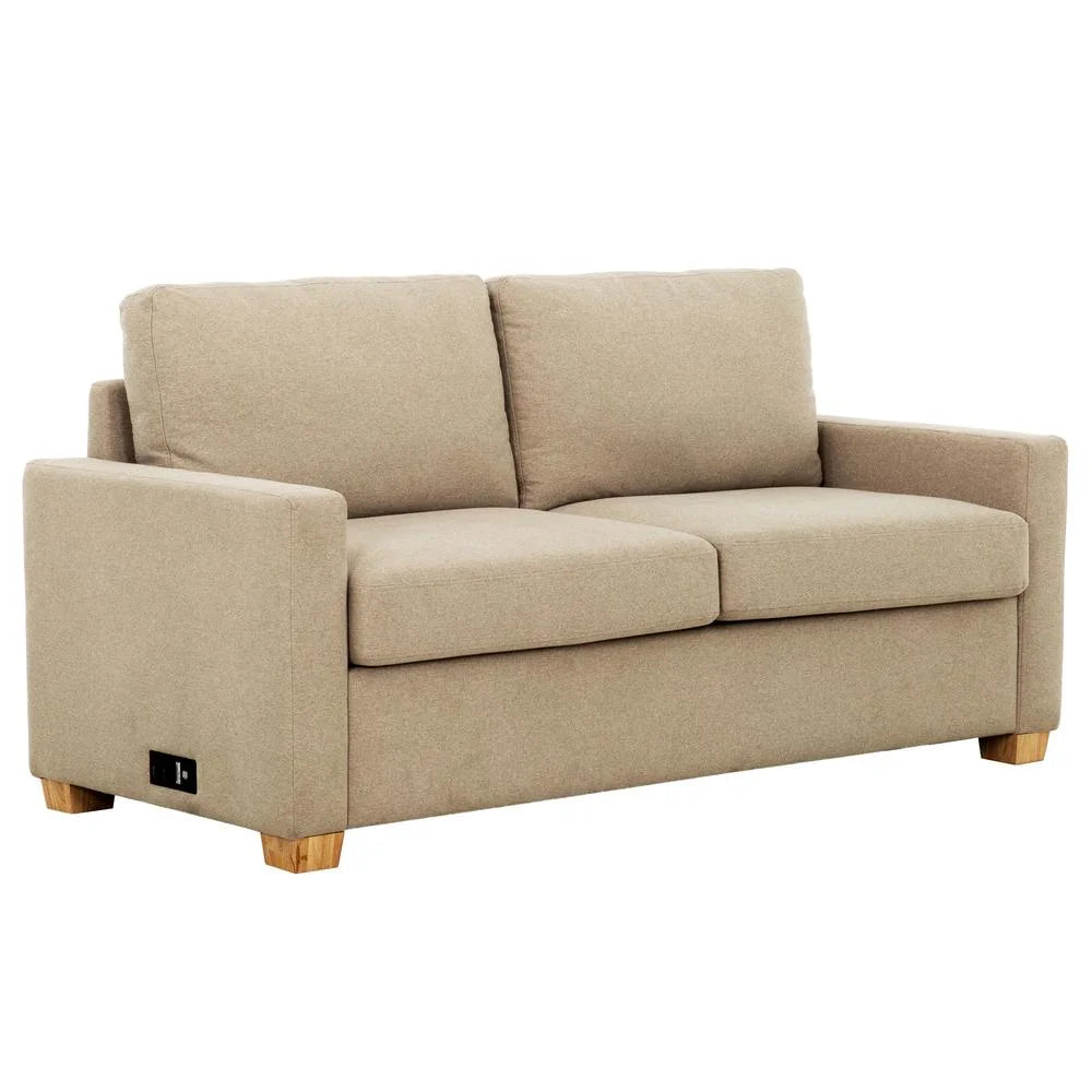 Beige Convertible Full Sleeper Sofa with USB Port M6906