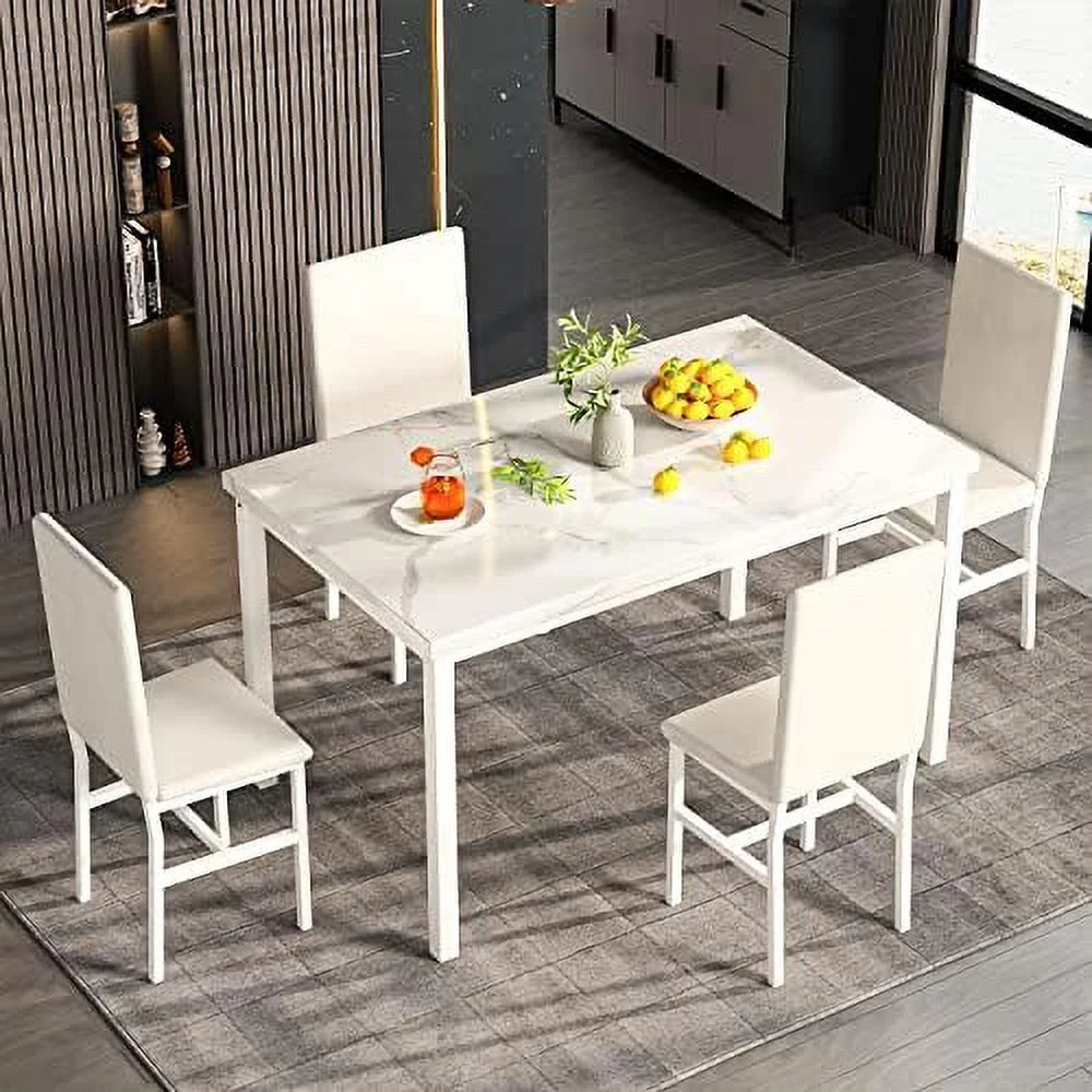 5-Piece Faux Marble Kitchen Table & Chair Set C474245