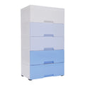 5 Plastic Drawers Dresser with Wheels Gradient Blue X51748
