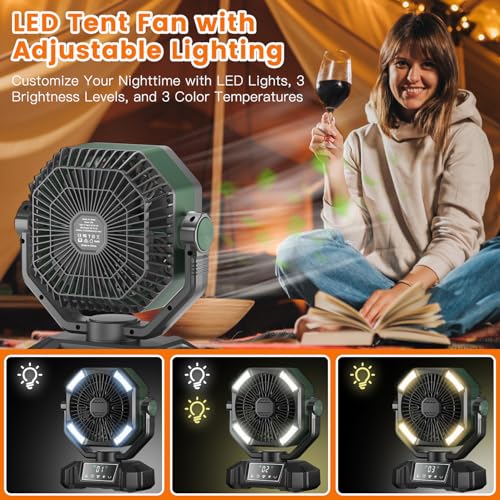 Portable Rechargeable Camping Fan with LED Lantern Z7915