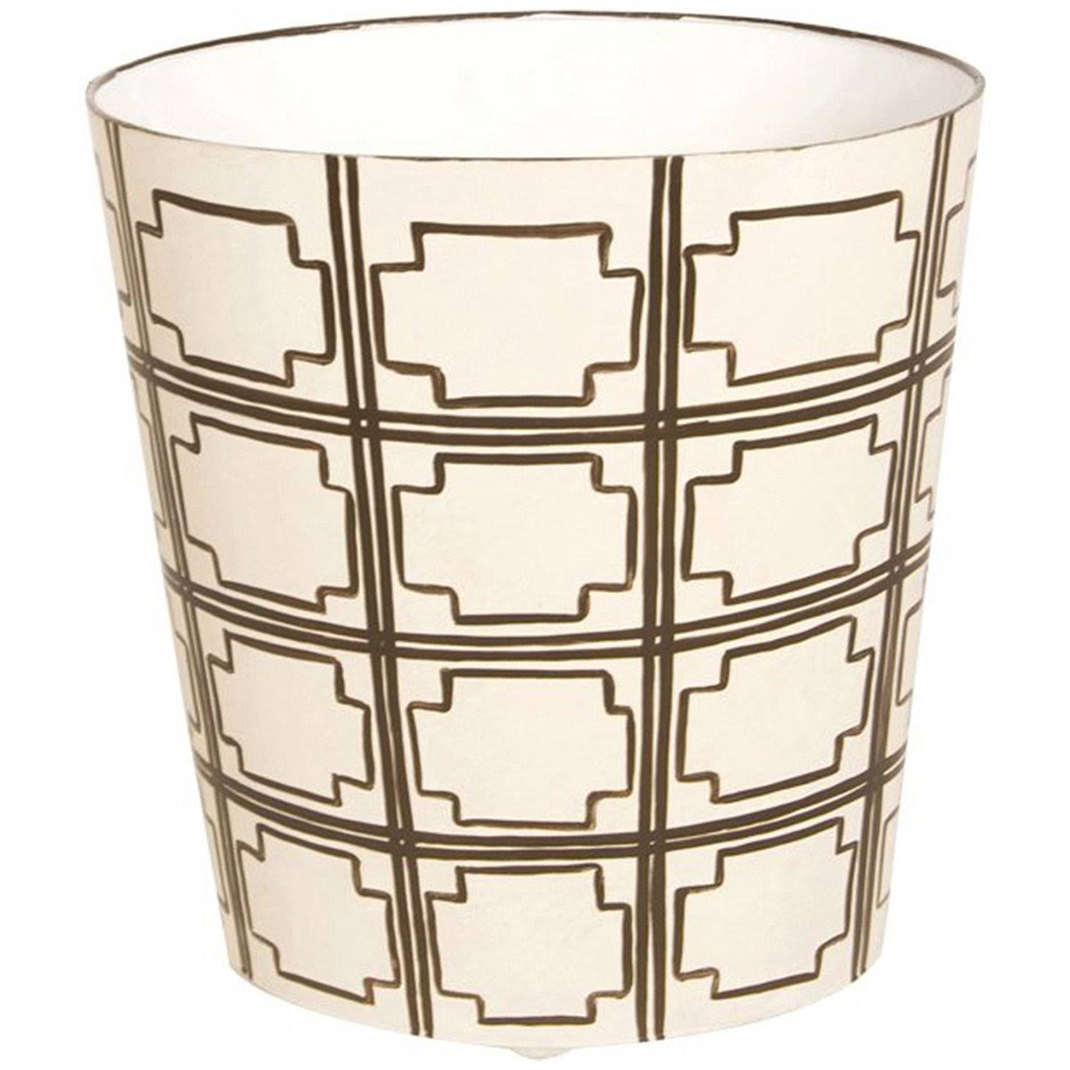 Oval Wastebasket Yellow and Cream V232954