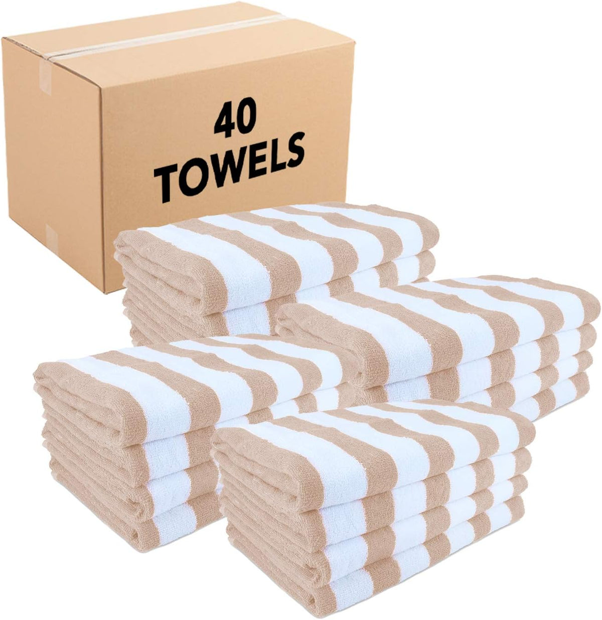 Striped Cotton Beach Towels 30x60 Beige H151525