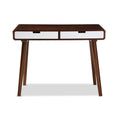 Dark Walnut and White 2-Drawer Wood Writing Desk A5769