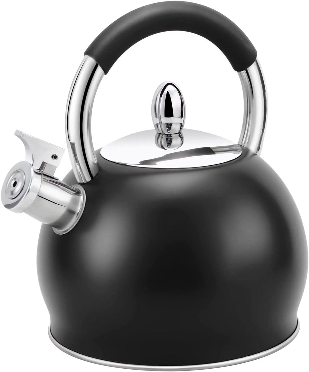 Stainless Steel Tea Kettle with Silicone Handle 3.2 Quart Black Q83294