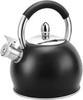 Stainless Steel Tea Kettle with Silicone Handle 3.2 Quart Black Q83294