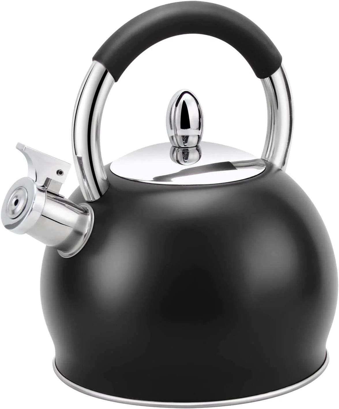 Stainless Steel Tea Kettle with Silicone Handle 3.2 Quart Black Q83294