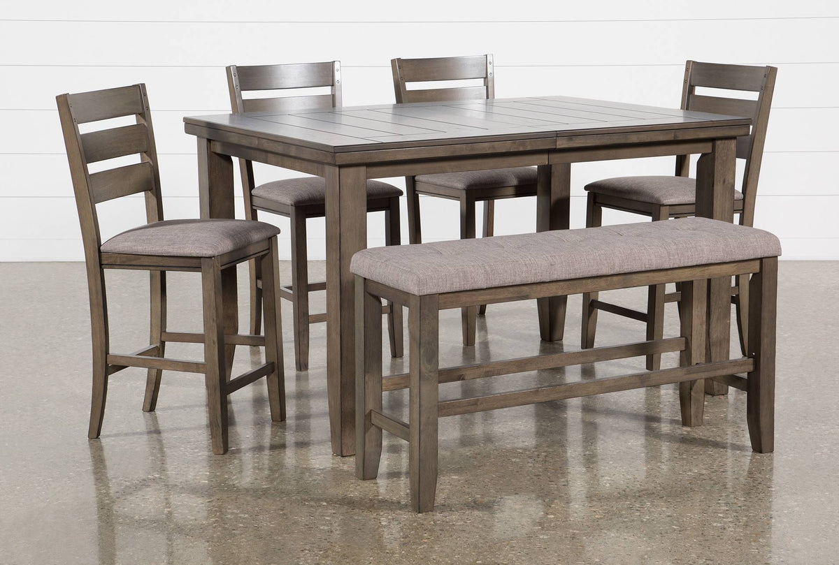 6 Piece Grey Wood Counter Height Dining Table Set N31194