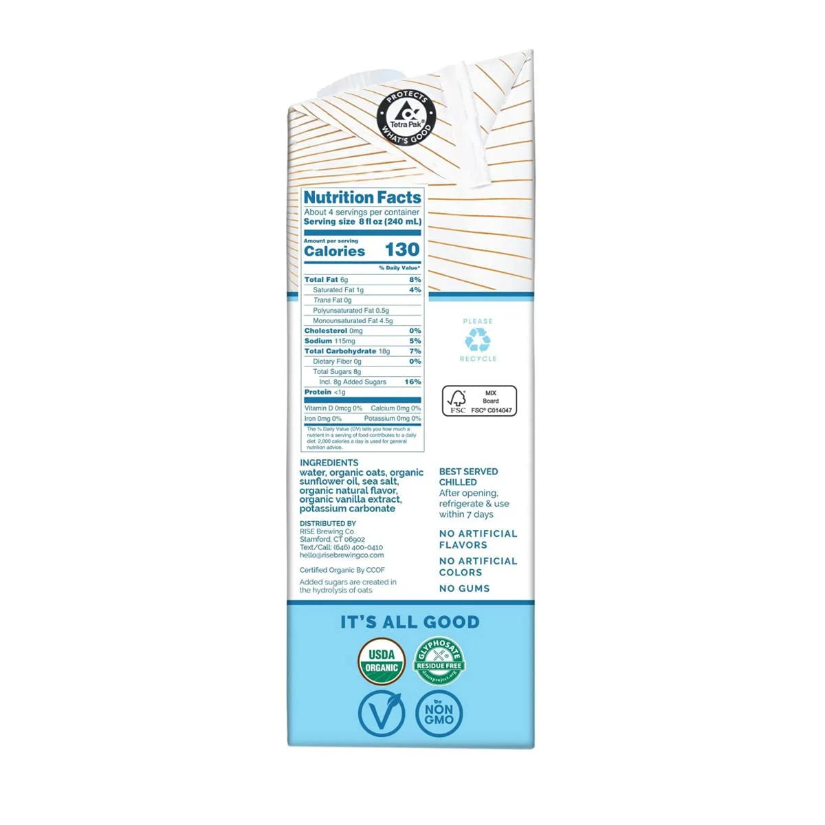 Vanilla Oat Milk 32 fl. oz. 6 Pack O100611