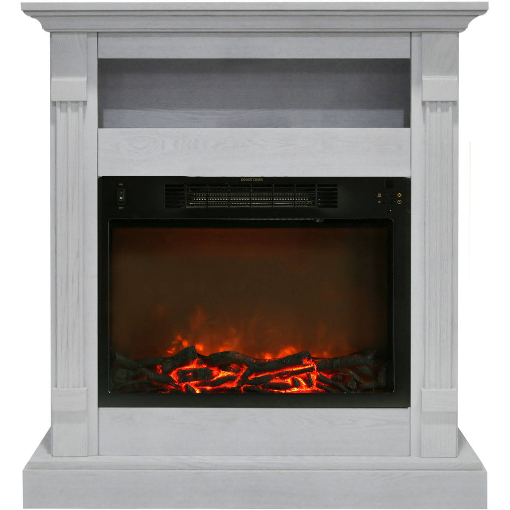 White Fireplace Mantel with Electronic Fireplace Insert J157