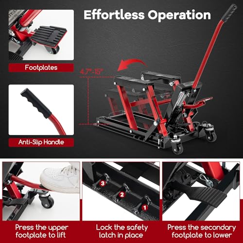 1500 LBS Hydraulic Motorcycle Lift with Footplates G8179