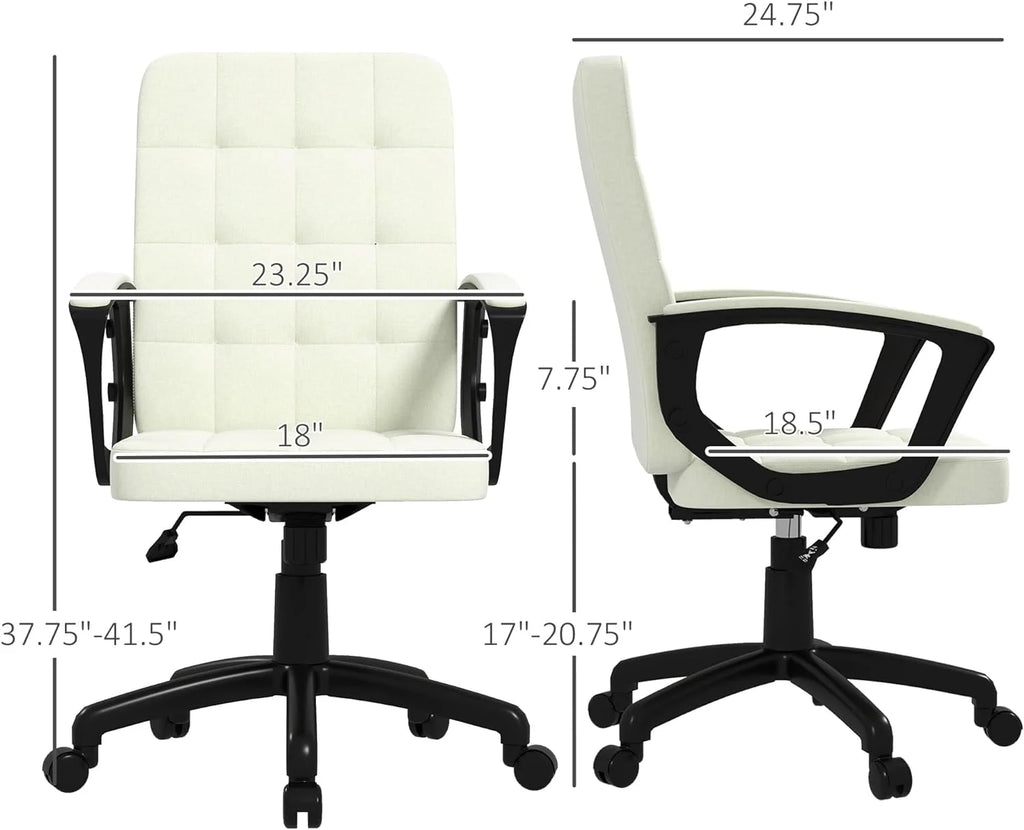 Cream White Fabric Office Chair with Arms F77256