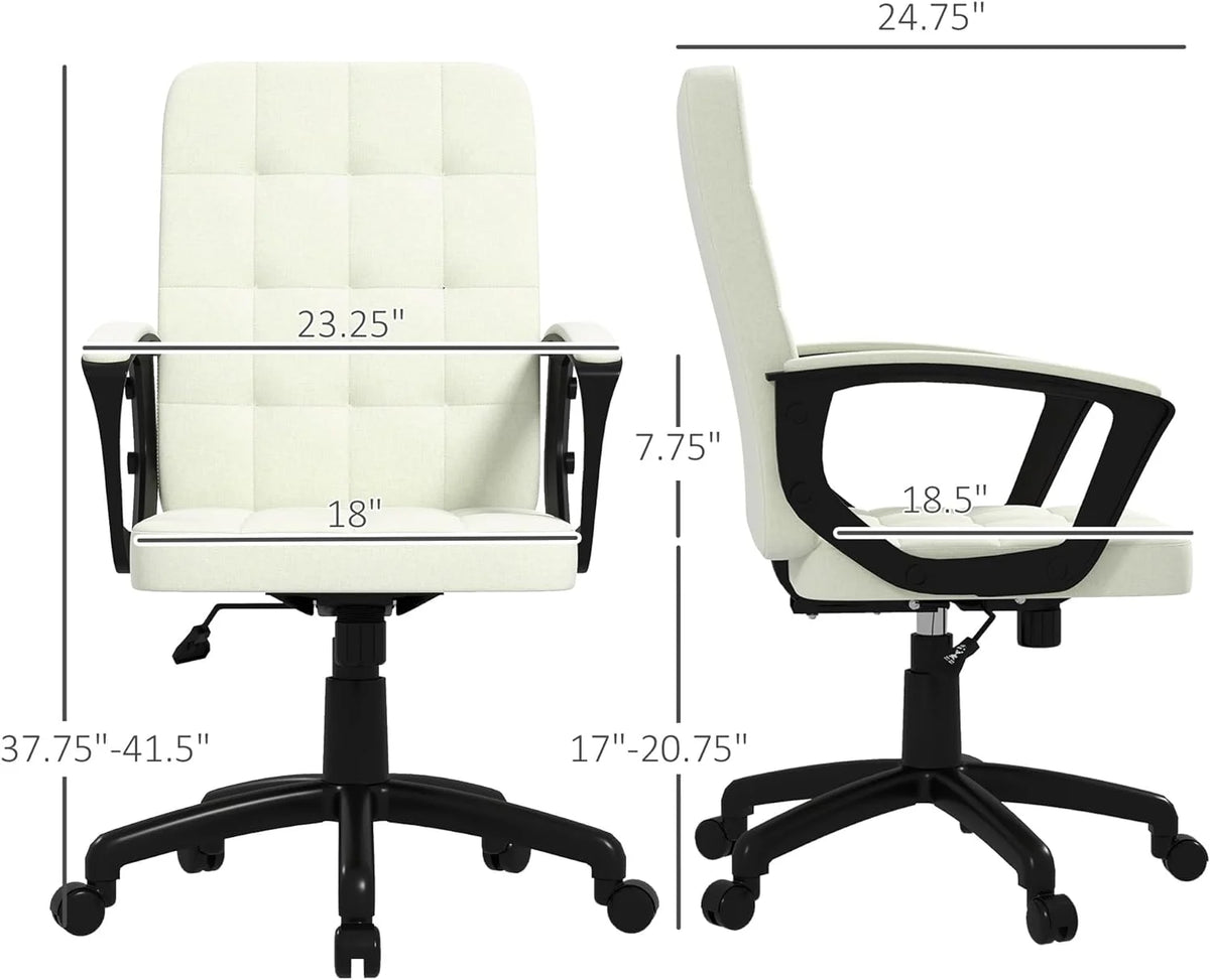 Cream White Fabric Office Chair with Arms F77256