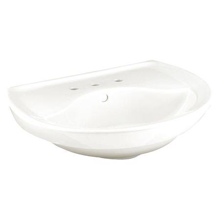 White Pedestal Bathroom Sink with Overflow R529