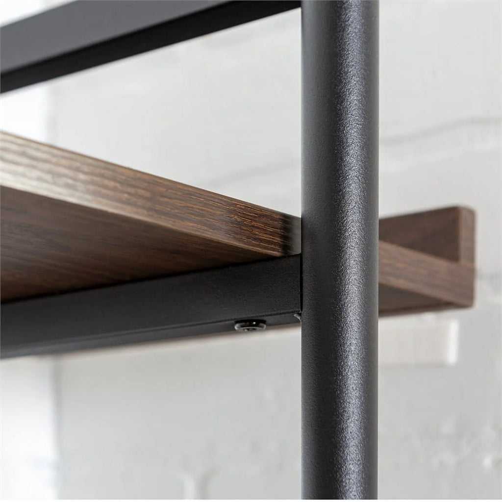 5 Shelf Dark Walnut Wood Bookshelf Set of 2 I98471