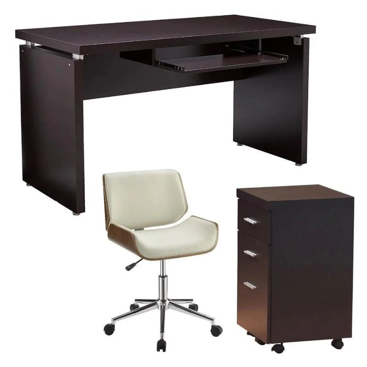 3 Piece Office Chair Writing Desk and Mobile File Cabinet O368