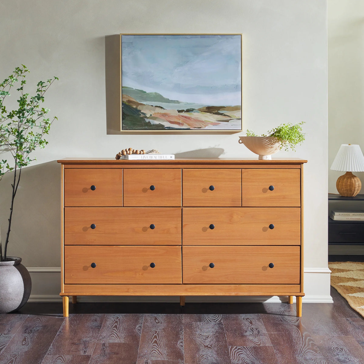 Walnut 6-Drawer Solid Wood Dresser S44958