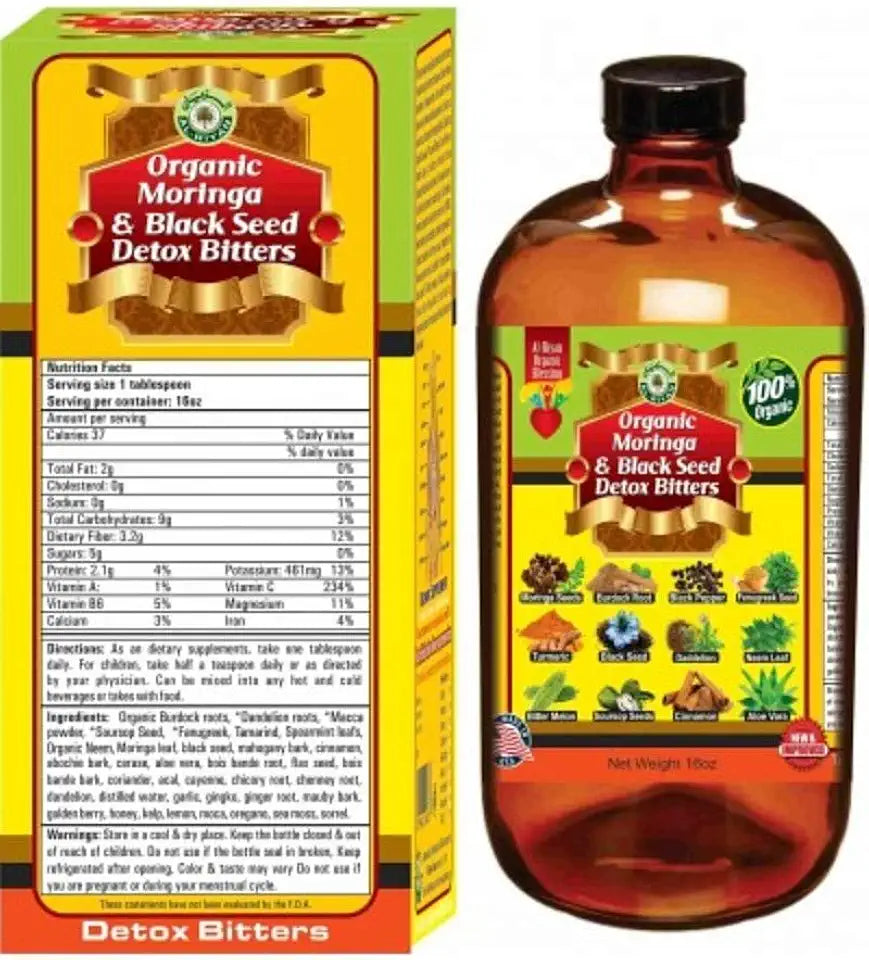 Organic Moringa Black Seed Bitters 16 OZ Bottle N1436