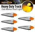 5PCS 17 LED Amber Cab Marker Roof Running Lights Assembly Chrome Heavy Duty Trucks O50344