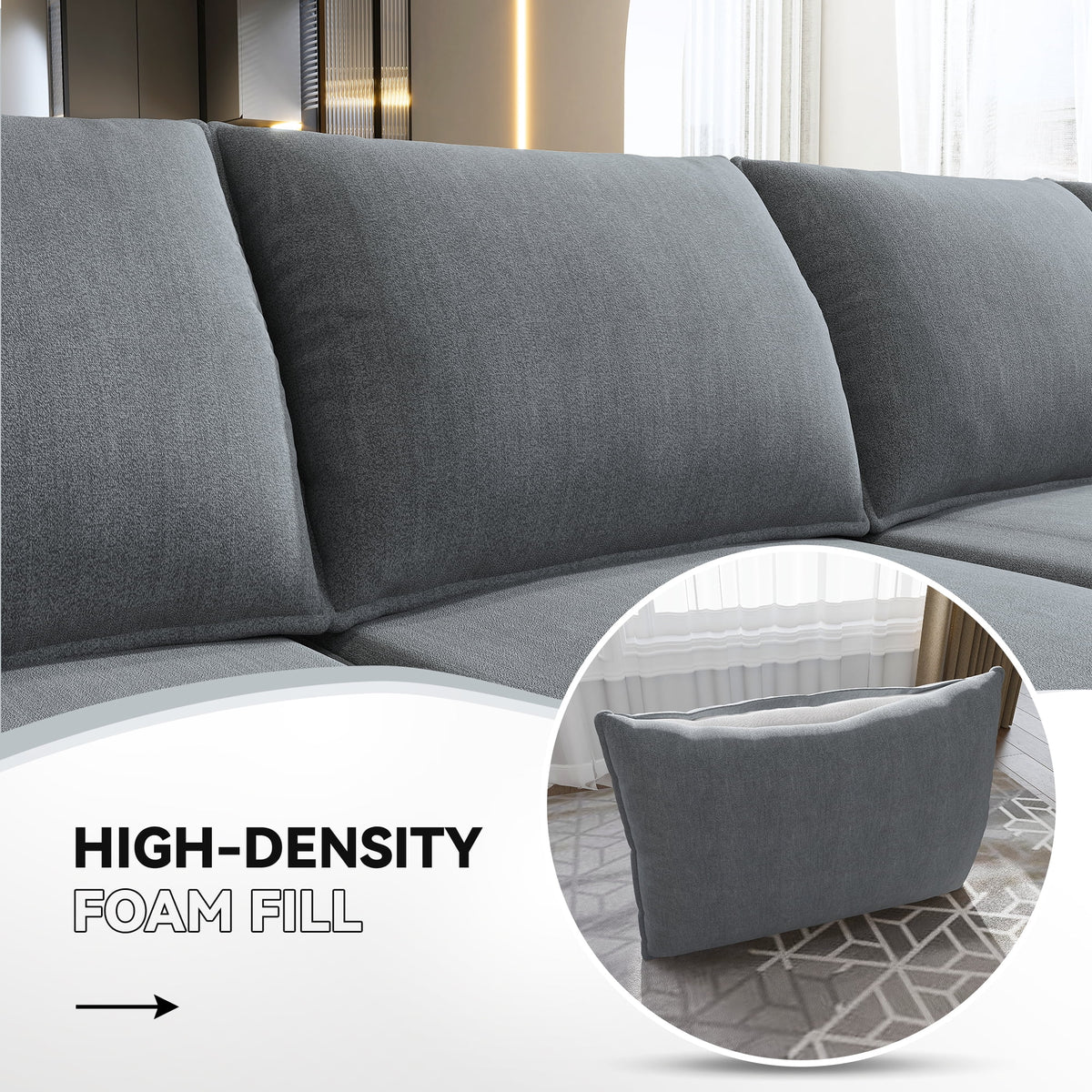 Bluish Grey Convertible Sleeper Sofa with Storage Ottomans M223772