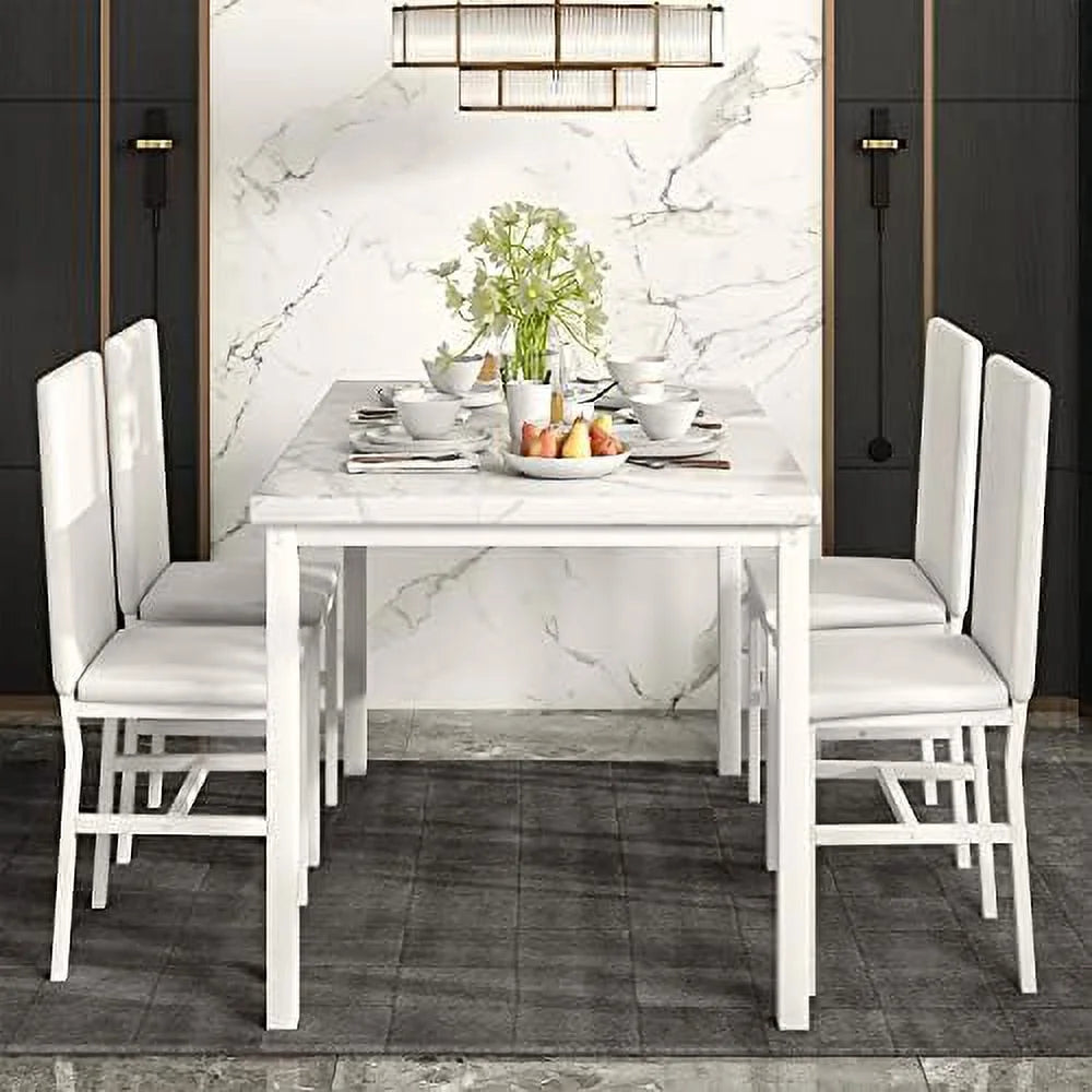 5-Piece Faux Marble Kitchen Table & Chair Set C474245