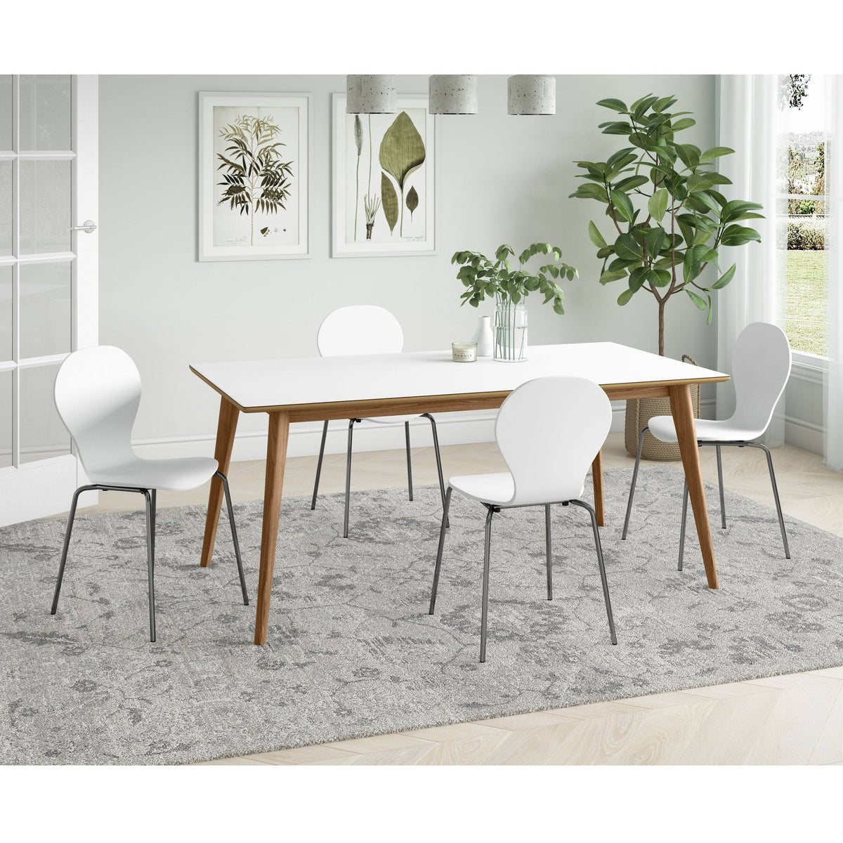 Black Mid Century Modern Dining Chair Set of 4 F5450