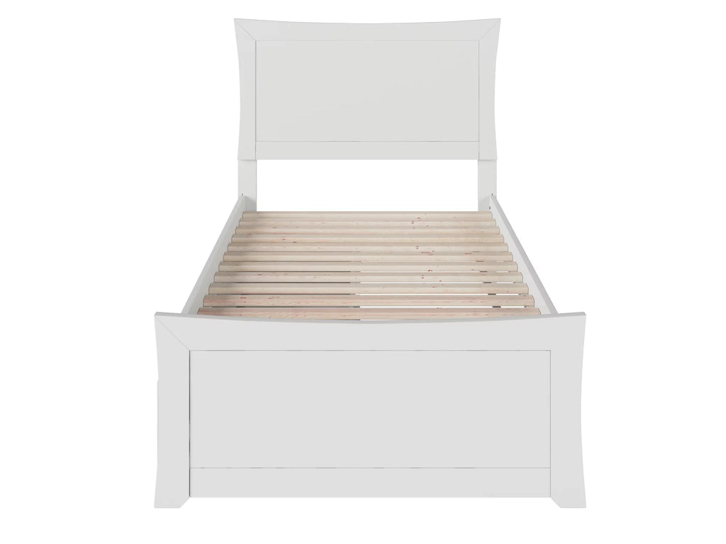 Twin XL White Wood Platform Bed with Headboard and Footboard C319433