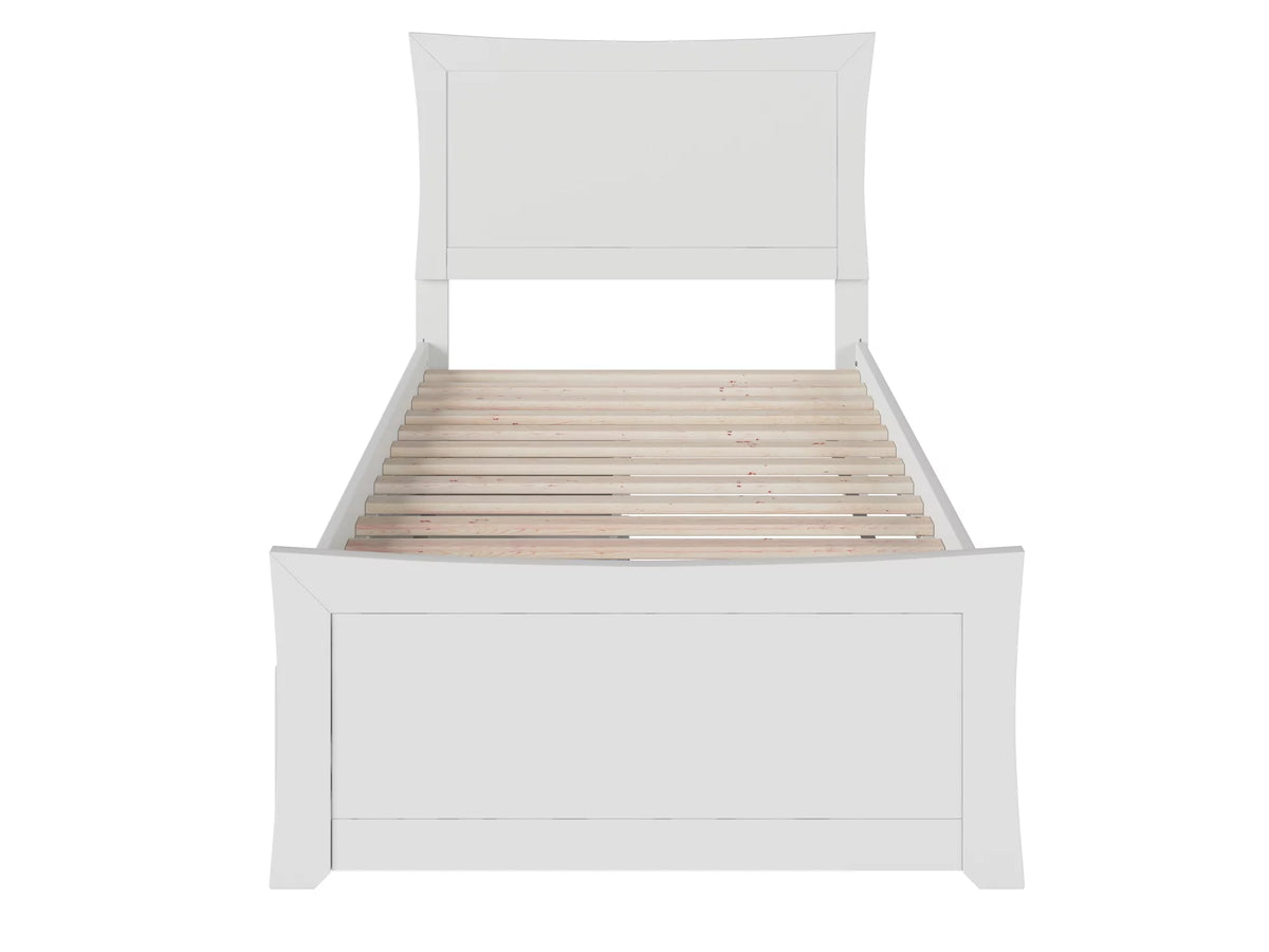 Twin XL White Wood Platform Bed with Headboard and Footboard C319433