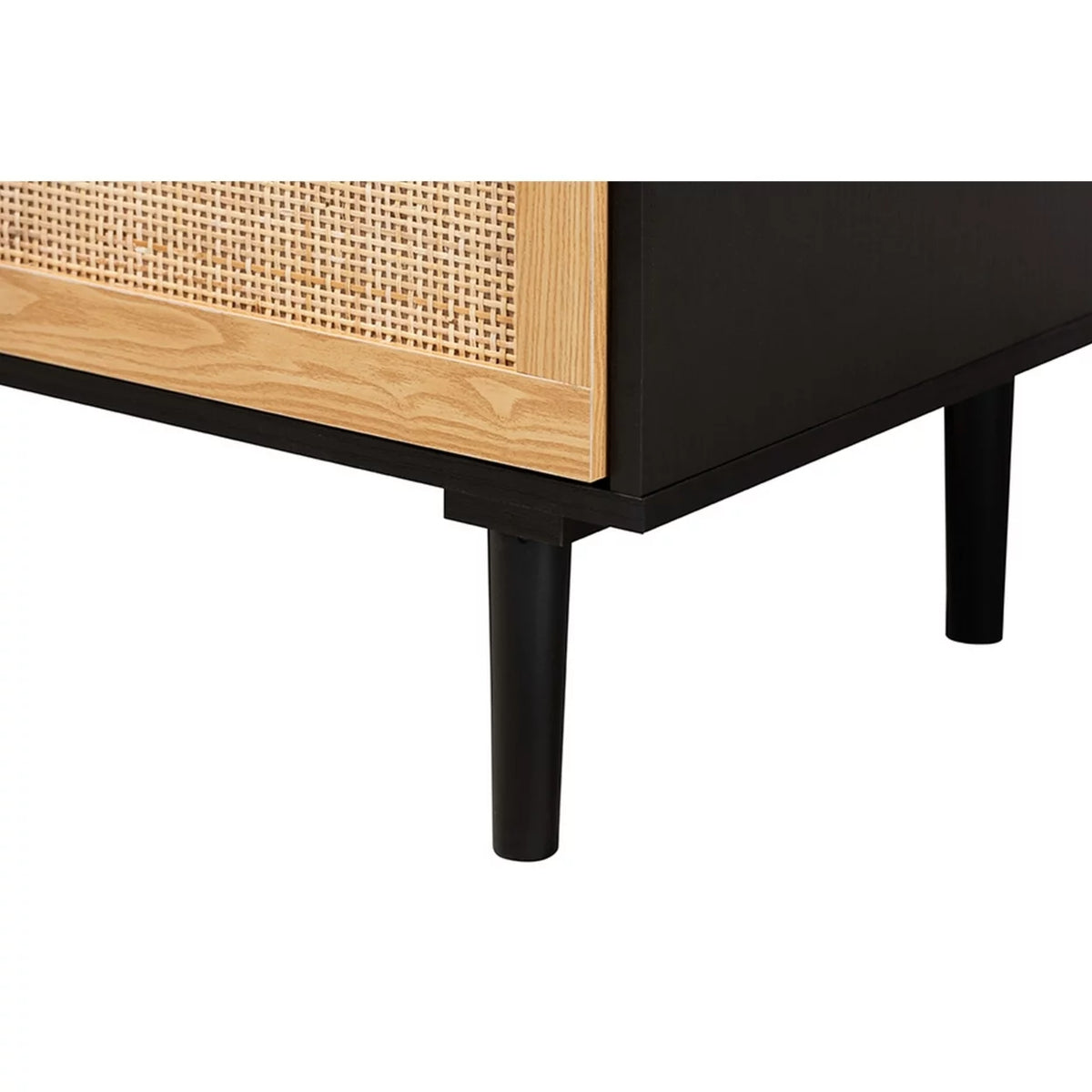 Espresso Brown Wood and Rattan 3-Drawer Dresser I4755