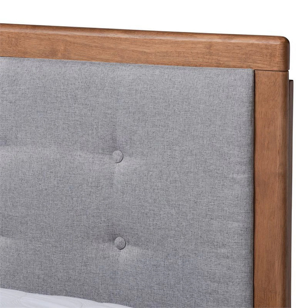 Gray Upholstered Wood King Size Platform Bed M873