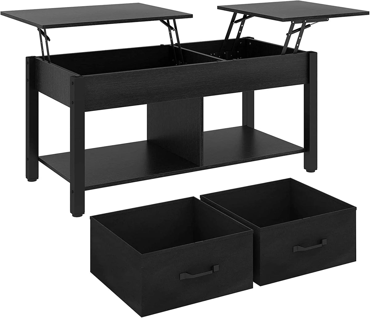 Lift Top Coffee Table with 2 Drawers and Open Side Shelf G55194