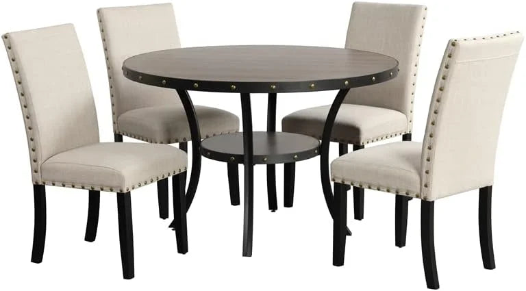 Solid Wood Round Dining Table 48-Inch Gray S23608