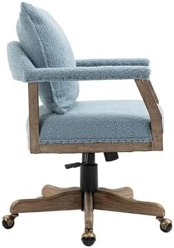 Boucle Office Desk Chair with Wheels Height Adjustable Swivel Y82358