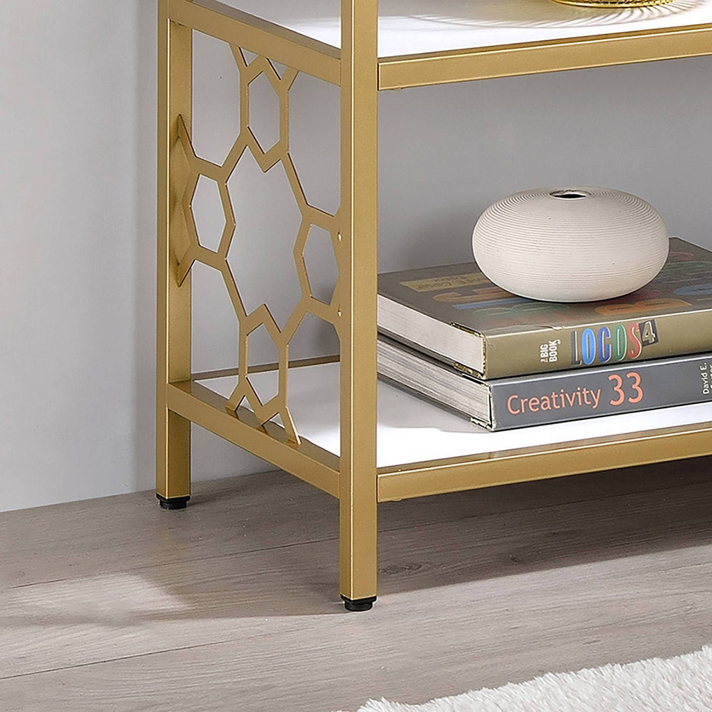 White/Gold 6 Shelf Bookcase A8025