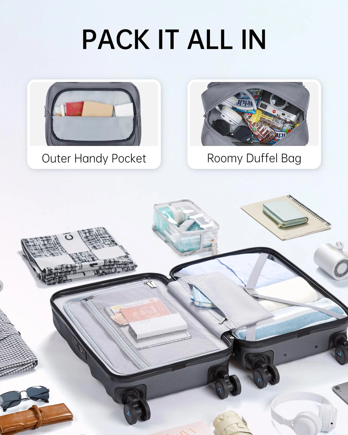 2 Piece Hardside Carry On Luggage Set with Spinner Wheels & TSA Lock S77259