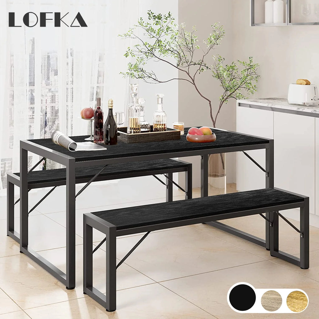 Black Modern Dining Table and Chairs for 4 D28891