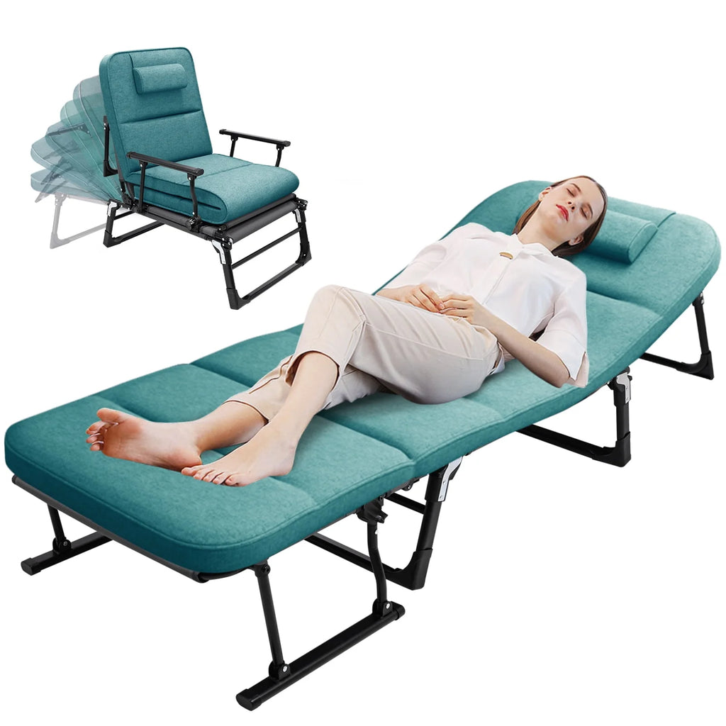 3 in 1 Folding Camping Cot Bed with Mattress & Pillow F48018