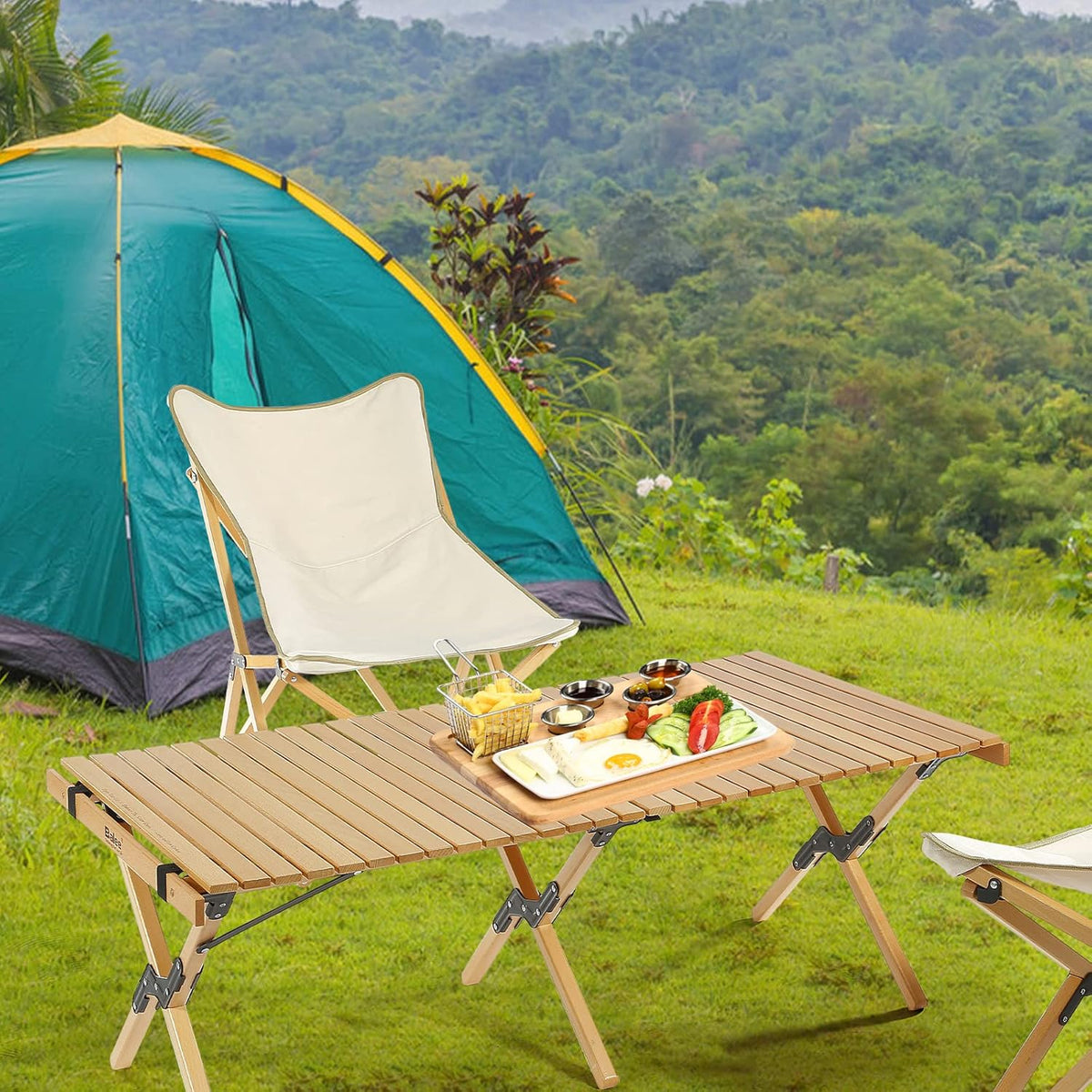 4ft Foldable Wooden Picnic Table with Carry Bag S8950