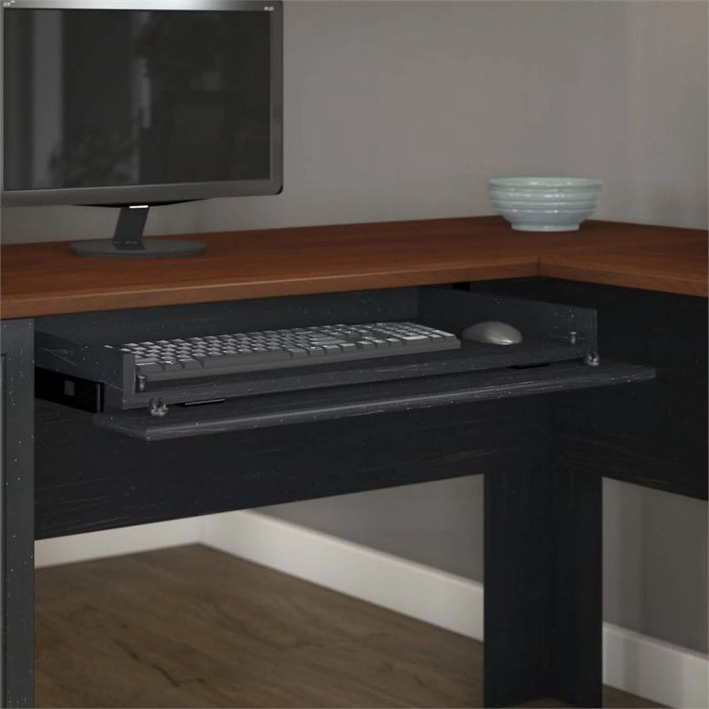 L-Shaped Wood Computer Desk in Black N381