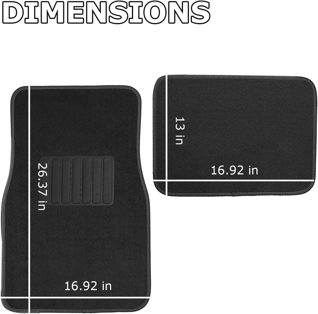 Black 4 Piece Heavy Duty Carpet Floor Mat Set F6119