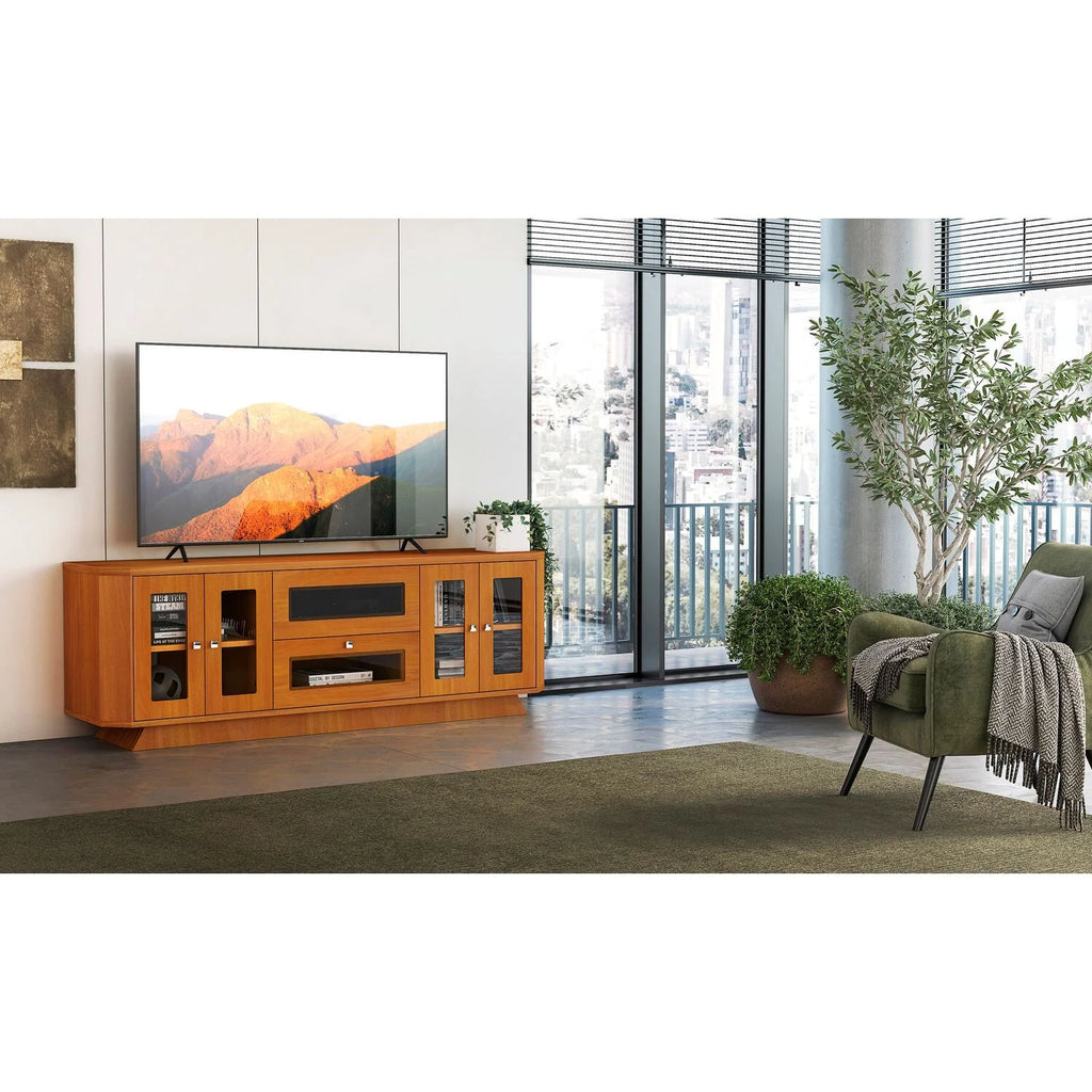 70" Transitional TV Stand with Brazilian Cherry Veneers in Light Cherry Finish U64968