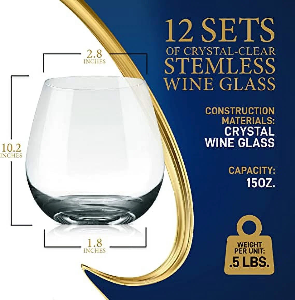 Stemless Wine Glasses Set of 12 U561