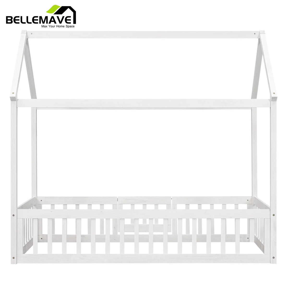 Twin House Floor Bed with Rails and Door D2338