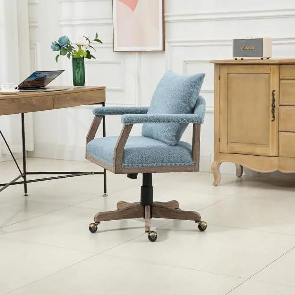 Boucle Office Desk Chair with Wheels Height Adjustable Swivel Y82358