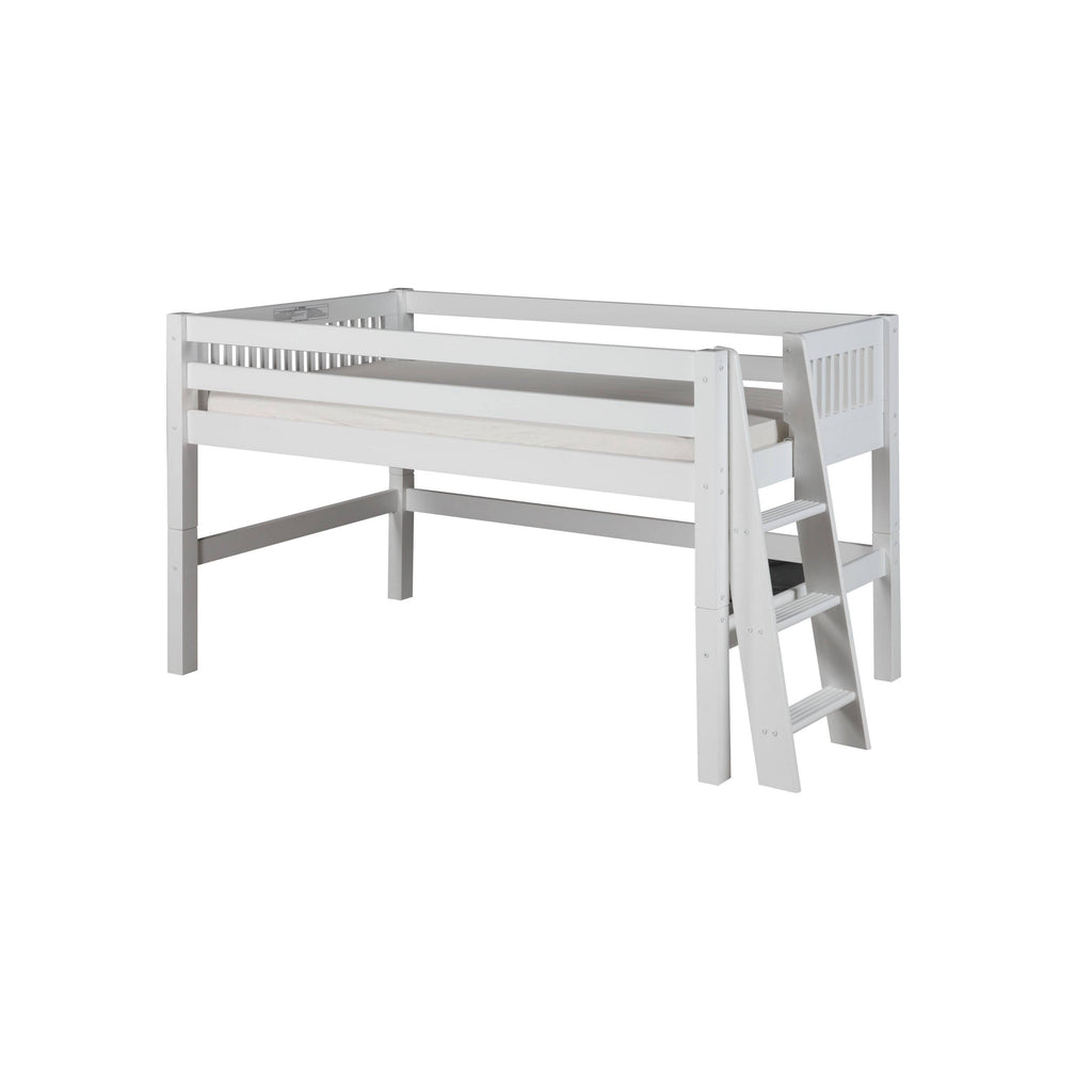 Twin Low Loft Bed with Lateral Ladder, White N315995
