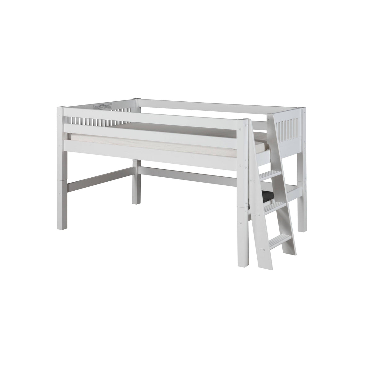 Twin Low Loft Bed with Lateral Ladder, White N315995